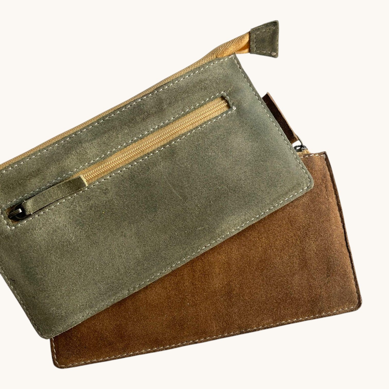 Suede Leather Zipper Pouch for Men & Women