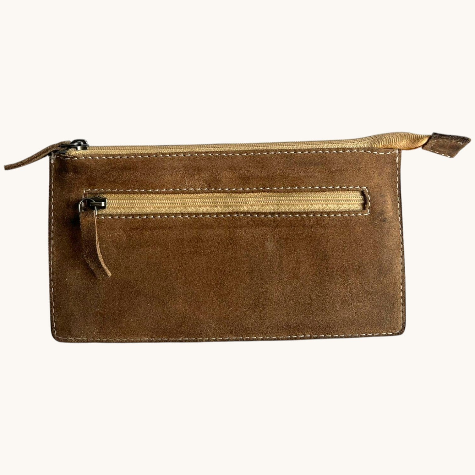 Suede Leather Zipper Pouch for Men & Women