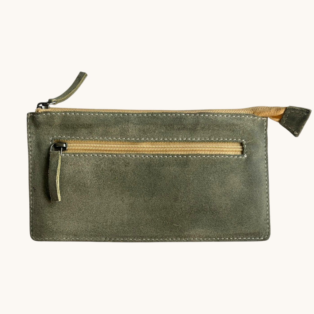 Suede Leather Zipper Pouch for Men & Women